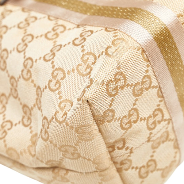 グッチ GGキャンバス ハンドバッグ トートバッグ 137396 ベージュ ゴールド キャンバス レザー レディース GUCCI 【中古】