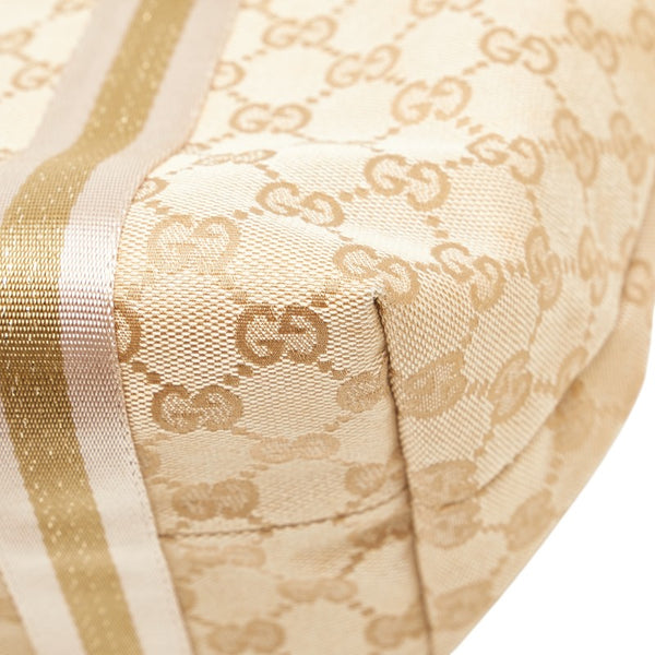 グッチ GGキャンバス ハンドバッグ トートバッグ 137396 ベージュ ゴールド キャンバス レザー レディース GUCCI 【中古】
