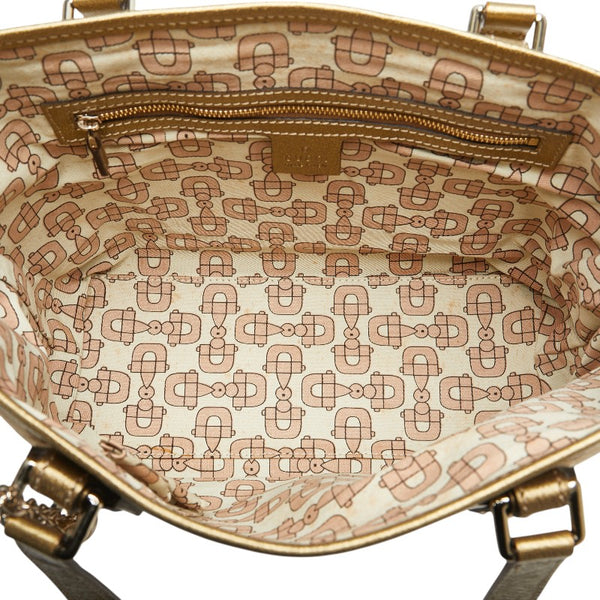 グッチ GGキャンバス ハンドバッグ トートバッグ 137396 ベージュ ゴールド キャンバス レザー レディース GUCCI 【中古】