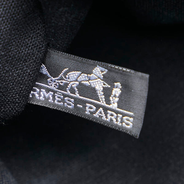 エルメス トロカホリゾンタルMM トートバッグ ブラック ブラウン キャンバス レザー レディース HERMES 【中古】