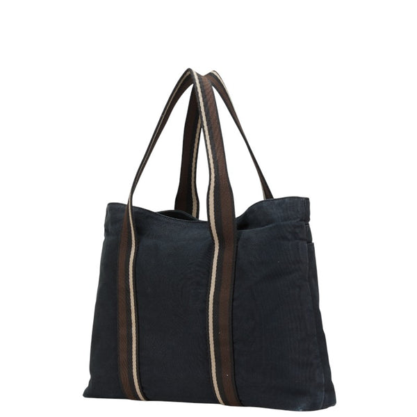 エルメス トロカホリゾンタルMM トートバッグ ブラック ブラウン キャンバス レザー レディース HERMES 【中古】