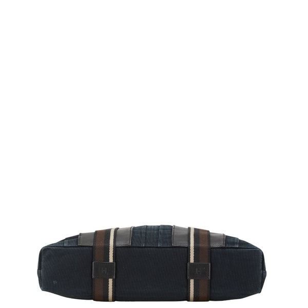 エルメス トロカホリゾンタルMM トートバッグ ブラック ブラウン キャンバス レザー レディース HERMES 【中古】