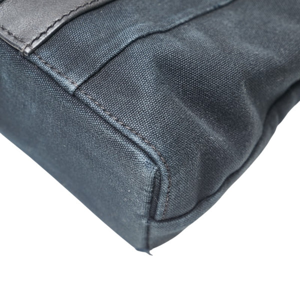 エルメス トロカホリゾンタルMM トートバッグ ブラック ブラウン キャンバス レザー レディース HERMES 【中古】