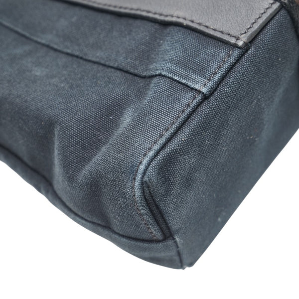 エルメス トロカホリゾンタルMM トートバッグ ブラック ブラウン キャンバス レザー レディース HERMES 【中古】