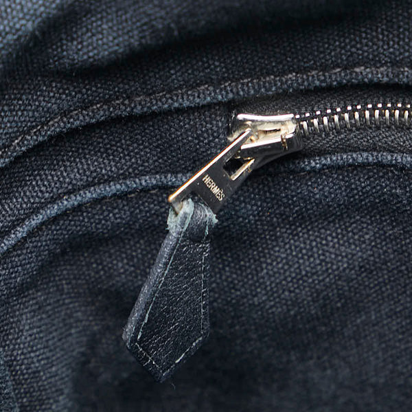 エルメス トロカホリゾンタルMM トートバッグ ブラック ブラウン キャンバス レザー レディース HERMES 【中古】