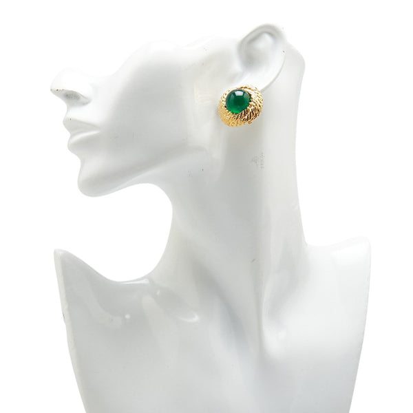 シャネル グリポア カラーストーン イヤリング ゴールド グリーン メッキ レディース CHANEL 【中古】