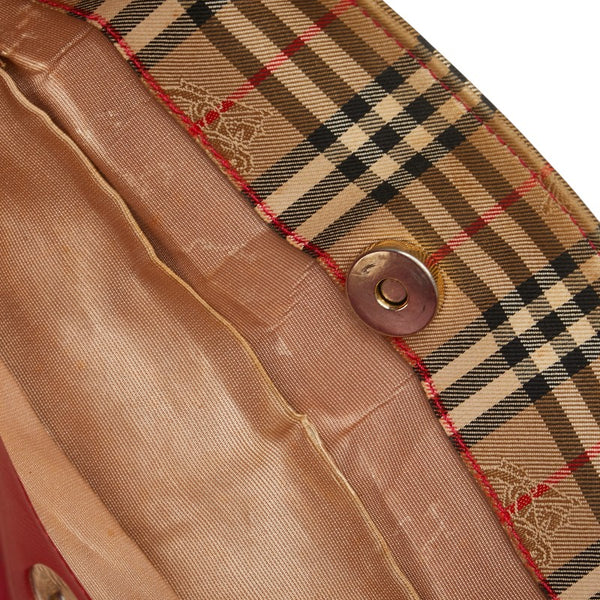 バーバリー ノバチェック シャドーホース トートバッグ ベージュ マルチカラー キャンバス レザー レディース BURBERRY 【中古】