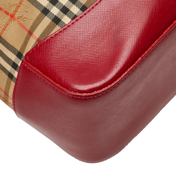 バーバリー ノバチェック シャドーホース トートバッグ ベージュ マルチカラー キャンバス レザー レディース BURBERRY 【中古】