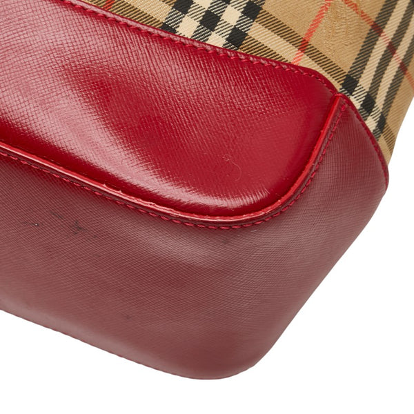 バーバリー ノバチェック シャドーホース トートバッグ ベージュ マルチカラー キャンバス レザー レディース BURBERRY 【中古】