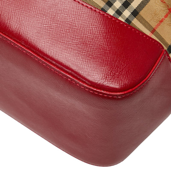 バーバリー ノバチェック シャドーホース トートバッグ ベージュ マルチカラー キャンバス レザー レディース BURBERRY 【中古】