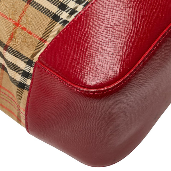 バーバリー ノバチェック シャドーホース トートバッグ ベージュ マルチカラー キャンバス レザー レディース BURBERRY 【中古】