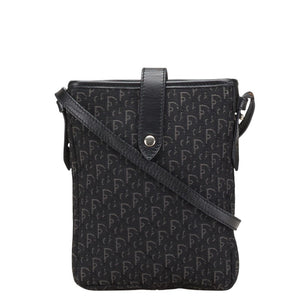 ディオール トロッター 斜め掛け ショルダーバッグ ポーチ ブラック キャンバス レザー レディース Dior 【中古】