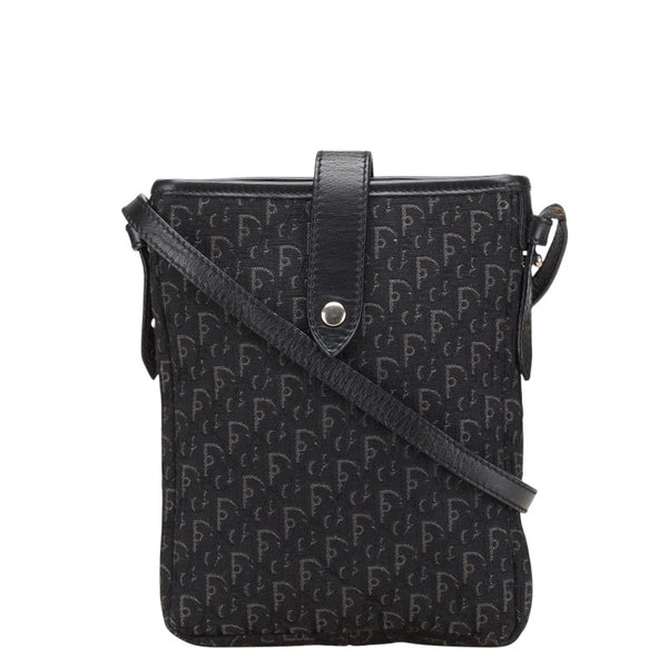 ディオール トロッター 斜め掛け ショルダーバッグ ポーチ ブラック キャンバス レザー レディース Dior 【中古】