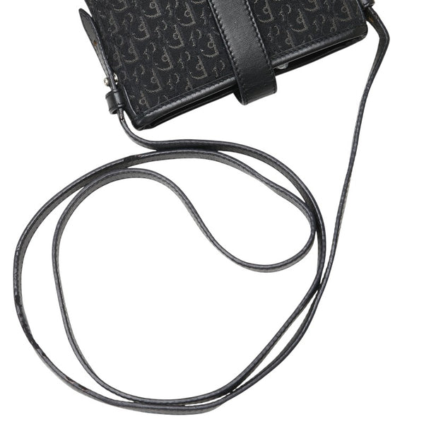 ディオール トロッター 斜め掛け ショルダーバッグ ポーチ ブラック キャンバス レザー レディース Dior 【中古】