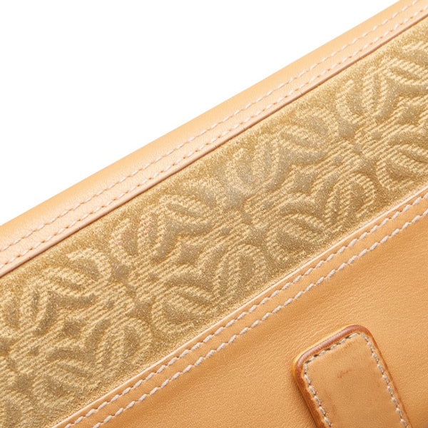 ロエベ アナグラム 長財布 ベージュ レザー スウェード レディース LOEWE 【中古】