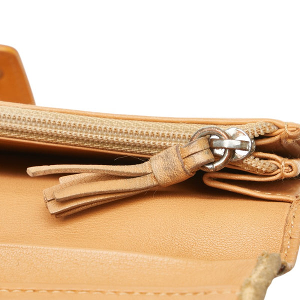 ロエベ アナグラム 長財布 ベージュ レザー スウェード レディース LOEWE 【中古】