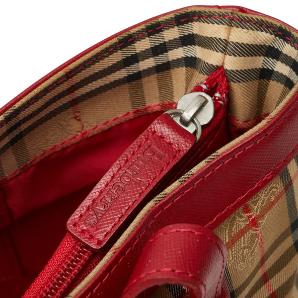 バーバリー ノバチェック シャドーホース ハンドバッグ ベージュ マルチカラー キャンバス レザー レディース BURBERRY 【中古】