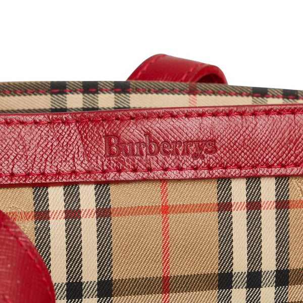 バーバリー ノバチェック シャドーホース ハンドバッグ ベージュ マルチカラー キャンバス レザー レディース BURBERRY 【中古】