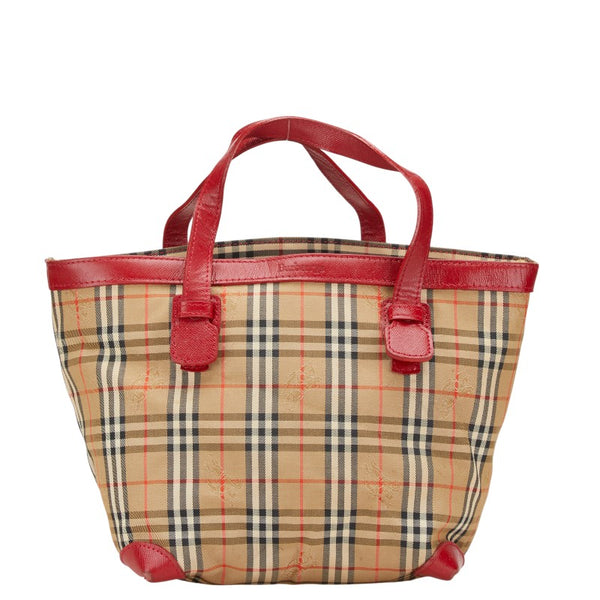 バーバリー ノバチェック シャドーホース ハンドバッグ ベージュ マルチカラー キャンバス レザー レディース BURBERRY 【中古】