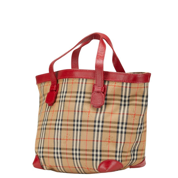 バーバリー ノバチェック シャドーホース ハンドバッグ ベージュ マルチカラー キャンバス レザー レディース BURBERRY 【中古】
