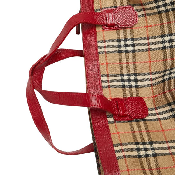 バーバリー ノバチェック シャドーホース ハンドバッグ ベージュ マルチカラー キャンバス レザー レディース BURBERRY 【中古】