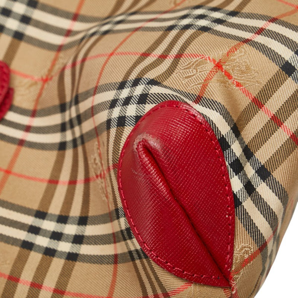 バーバリー ノバチェック シャドーホース ハンドバッグ ベージュ マルチカラー キャンバス レザー レディース BURBERRY 【中古】