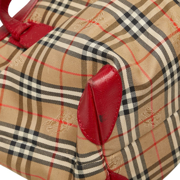 バーバリー ノバチェック シャドーホース ハンドバッグ ベージュ マルチカラー キャンバス レザー レディース BURBERRY 【中古】
