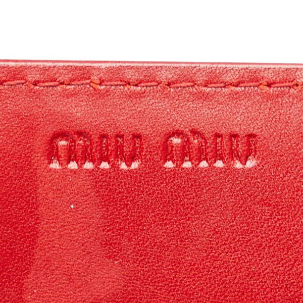 ミュウミュウ リボン 長財布 レッド エナメル レディース MIUMIU 【中古】