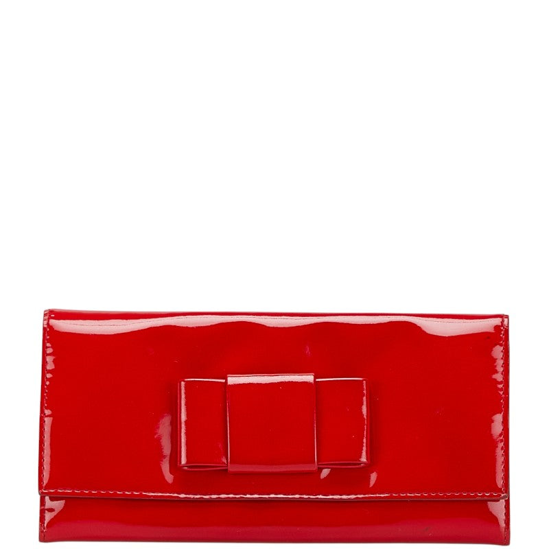 ミュウミュウ リボン 長財布 レッド エナメル レディース MIUMIU 【中古】