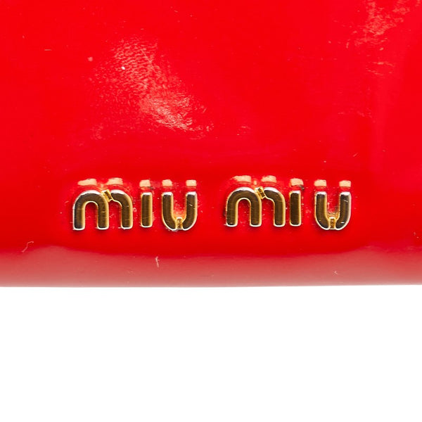 ミュウミュウ リボン 長財布 レッド エナメル レディース MIUMIU 【中古】