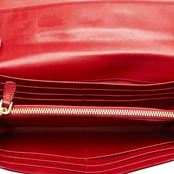 ミュウミュウ リボン 長財布 レッド エナメル レディース MIUMIU 【中古】