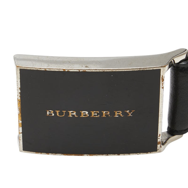 バーバリー ロゴ ベルト サイズ：105/42 ブラック レザー レディース BURBERRY 【中古】