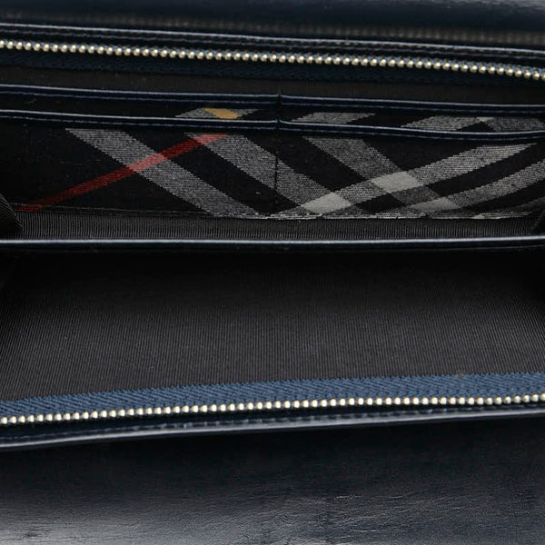 バーバリー ノバチェック 長財布 ブラック レザー レディース BURBERRY 【中古】