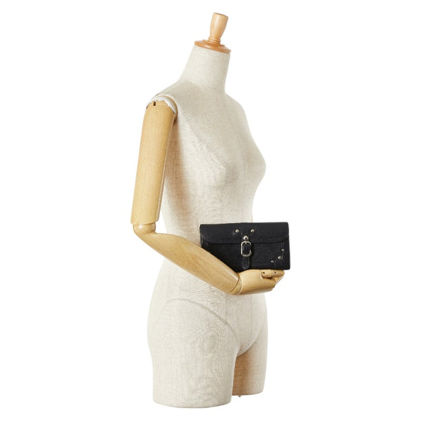 バーバリー ノバチェック 長財布 ブラック レザー レディース BURBERRY 【中古】