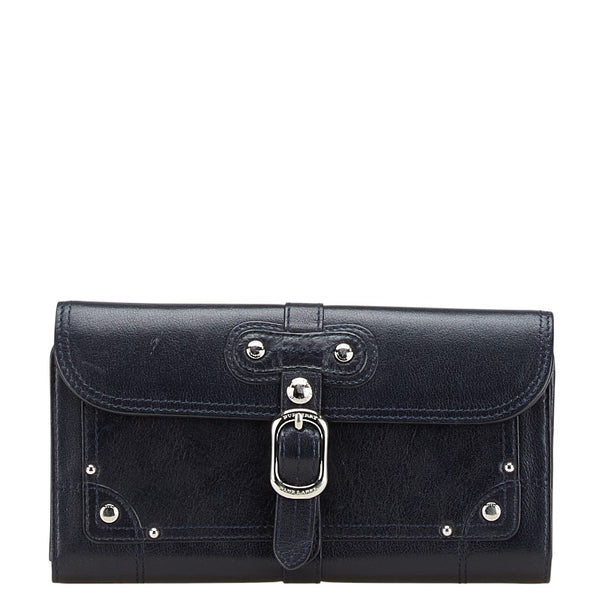 バーバリー ノバチェック 長財布 ブラック レザー レディース BURBERRY 【中古】