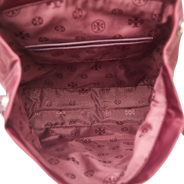 トリーバーチ リュック バックパック ワインレッド ボルドー ナイロン レザー レディース Tory Burch 【中古】
