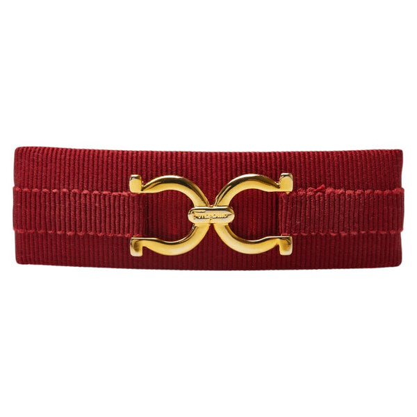 サルヴァトーレフェラガモ ガンチーニ バレッタ レッド ゴールド キャンバス メッキ レディース Salvatore Ferragamo 【中古】