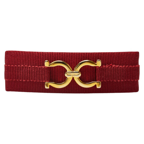 サルヴァトーレフェラガモ ガンチーニ バレッタ レッド ゴールド キャンバス メッキ レディース Salvatore Ferragamo 【中古】