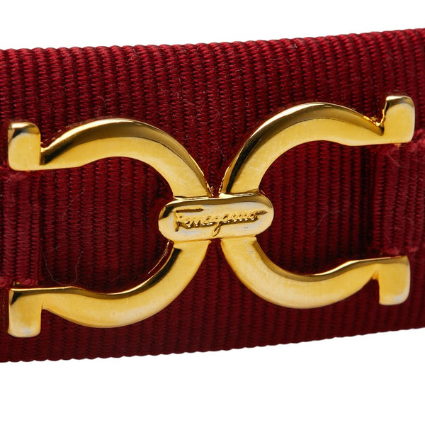 サルヴァトーレフェラガモ ガンチーニ バレッタ レッド ゴールド キャンバス メッキ レディース Salvatore Ferragamo 【中古】