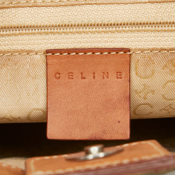 セリーヌ マカダム ハンドバッグ ベージュ スウェード レディース CELINE 【中古】