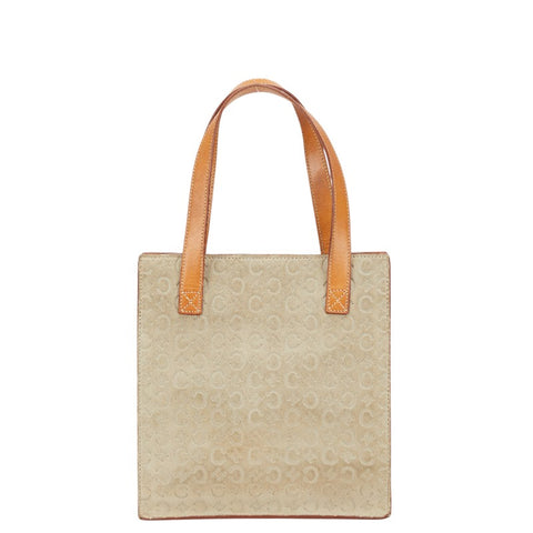 セリーヌ マカダム ハンドバッグ ベージュ スウェード レディース CELINE 【中古】