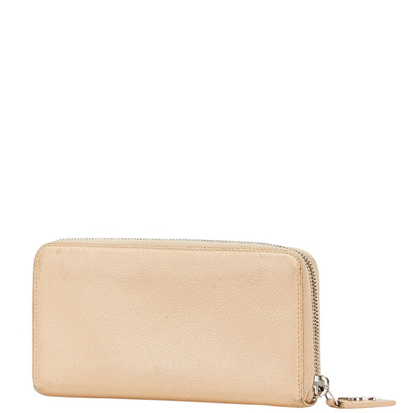 サンローラン ラウンドファスナー 長財布 ベージュ レザー レディース SAINT LAURENT 【中古】