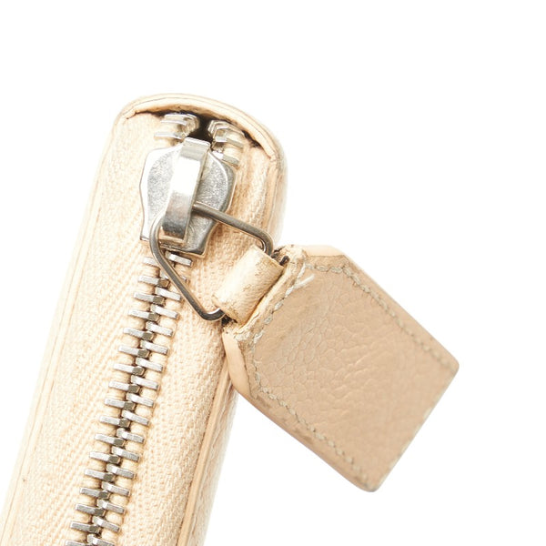 サンローラン ラウンドファスナー 長財布 ベージュ レザー レディース SAINT LAURENT 【中古】