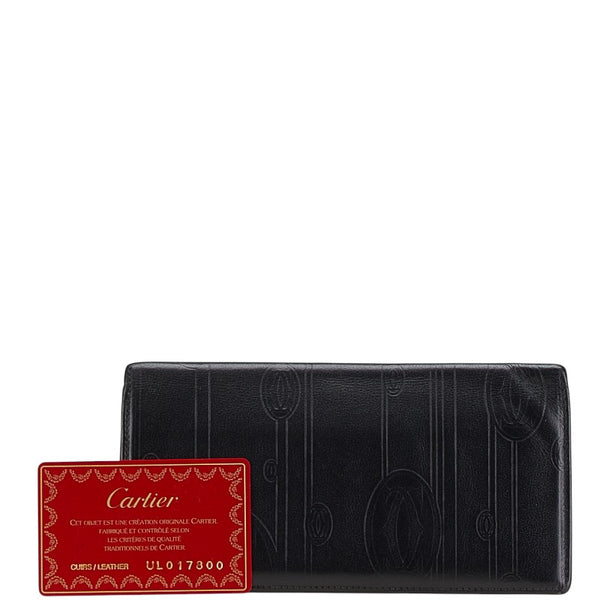 カルティエ パシャ ドゥ カルティエ マトリックス 長財布 ブラック レザー レディース CARTIER 【中古】