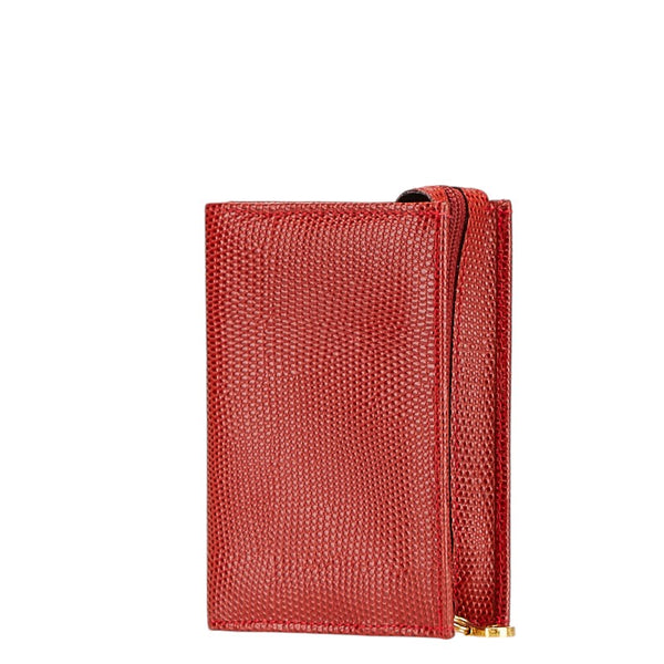 サルヴァトーレフェラガモ ヴァラ ポーチ レッド ゴールド レザー レディース Salvatore Ferragamo 【中古】