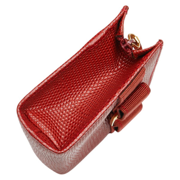 サルヴァトーレフェラガモ ヴァラ ポーチ レッド ゴールド レザー レディース Salvatore Ferragamo 【中古】