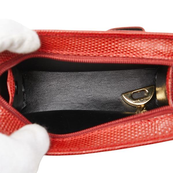 サルヴァトーレフェラガモ ヴァラ ポーチ レッド ゴールド レザー レディース Salvatore Ferragamo 【中古】