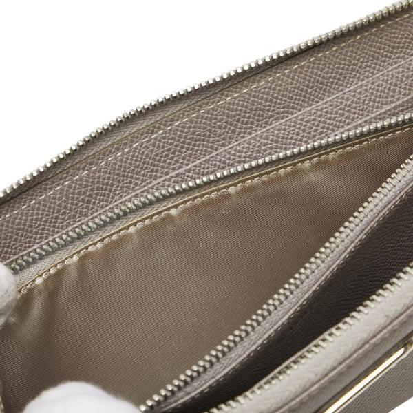 トッズ ロゴプレート 長財布 ラウンドファスナー グレージュ レザー レディース TOD’S 【中古】