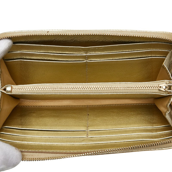 トッズ 長財布 ラウンドファスナー ゴールド レザー レディース TOD’S 【中古】