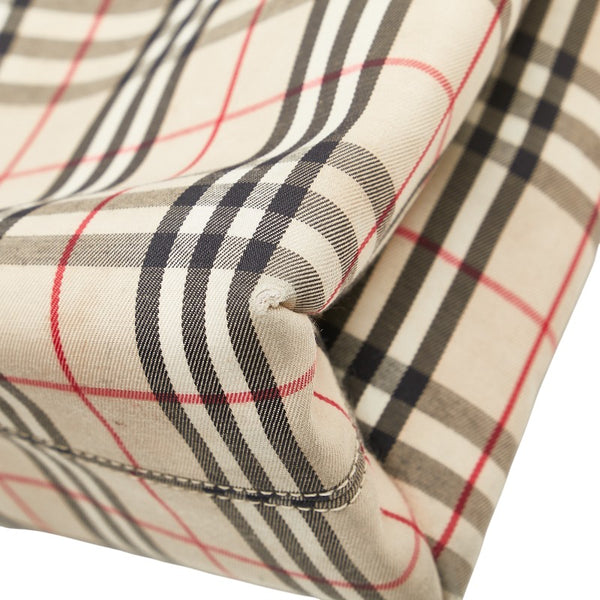 バーバリー ノバチェック ハンドバッグ ベージュ マルチカラー キャンバス レザー レディース BURBERRY 【中古】